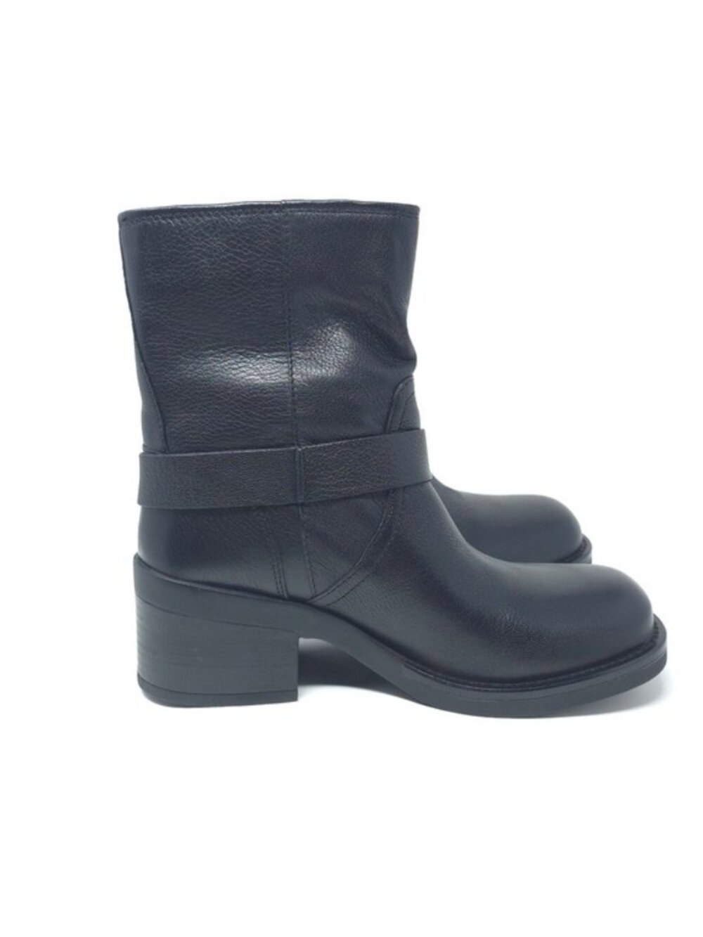 Kenneth Cole Stride Black Leather Motorcycle Boots Winter - Picture 5 of 12